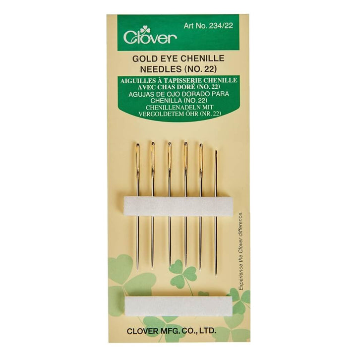 Clover Chenillenadeln mit vergoldetem Öhr, Farbe Nr. 22 – Metall bei Lieblingsgarn