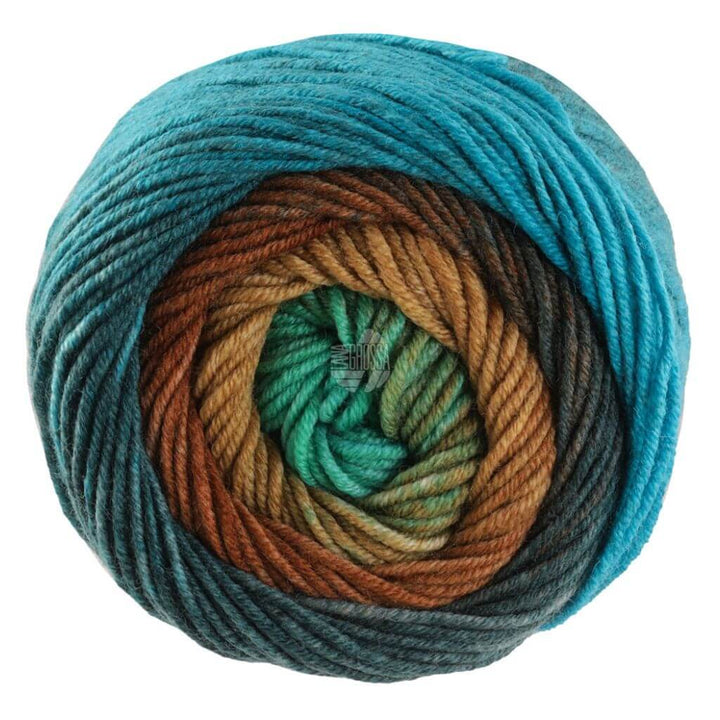 Lana Grossa Cool Wool Big Color 100g, Farbe 4033 Dunkelpetrol/Petrol/Dunkelgrün/Lehmbraun/ bei Lieblingsgarn