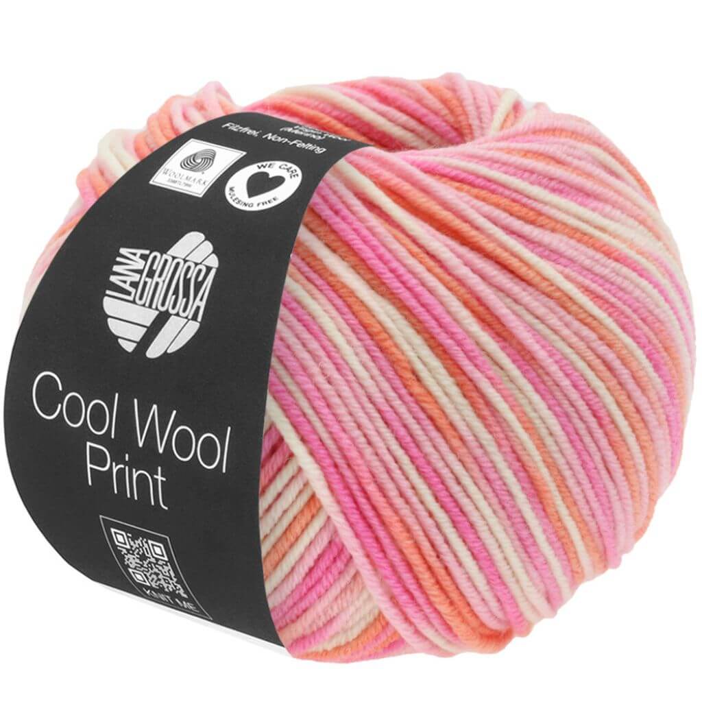 Lana Grossa Cool Wool Print 50g, Farbe 726 Rosa/Pink/Koralle/Ecru – Merino und Schurwolle bei Lieblingsgarn