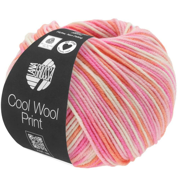 Lana Grossa Cool Wool Print 50g, Farbe 726 Rosa/Pink/Koralle/Ecru – Merino und Schurwolle bei Lieblingsgarn