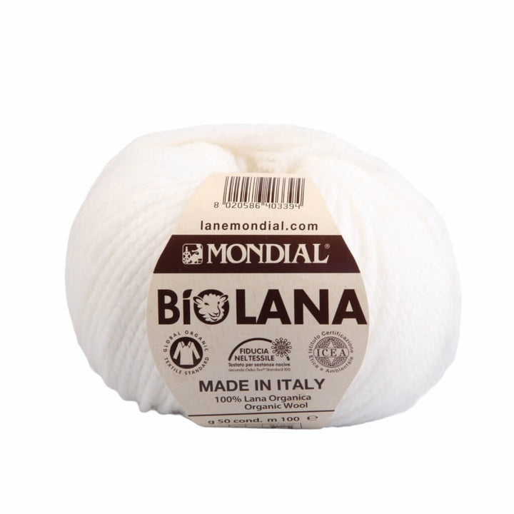 Lane Mondial Bio Lana 50g - Bio Wolle, Farbe 100 Weiss – Schurwolle bei Lieblingsgarn