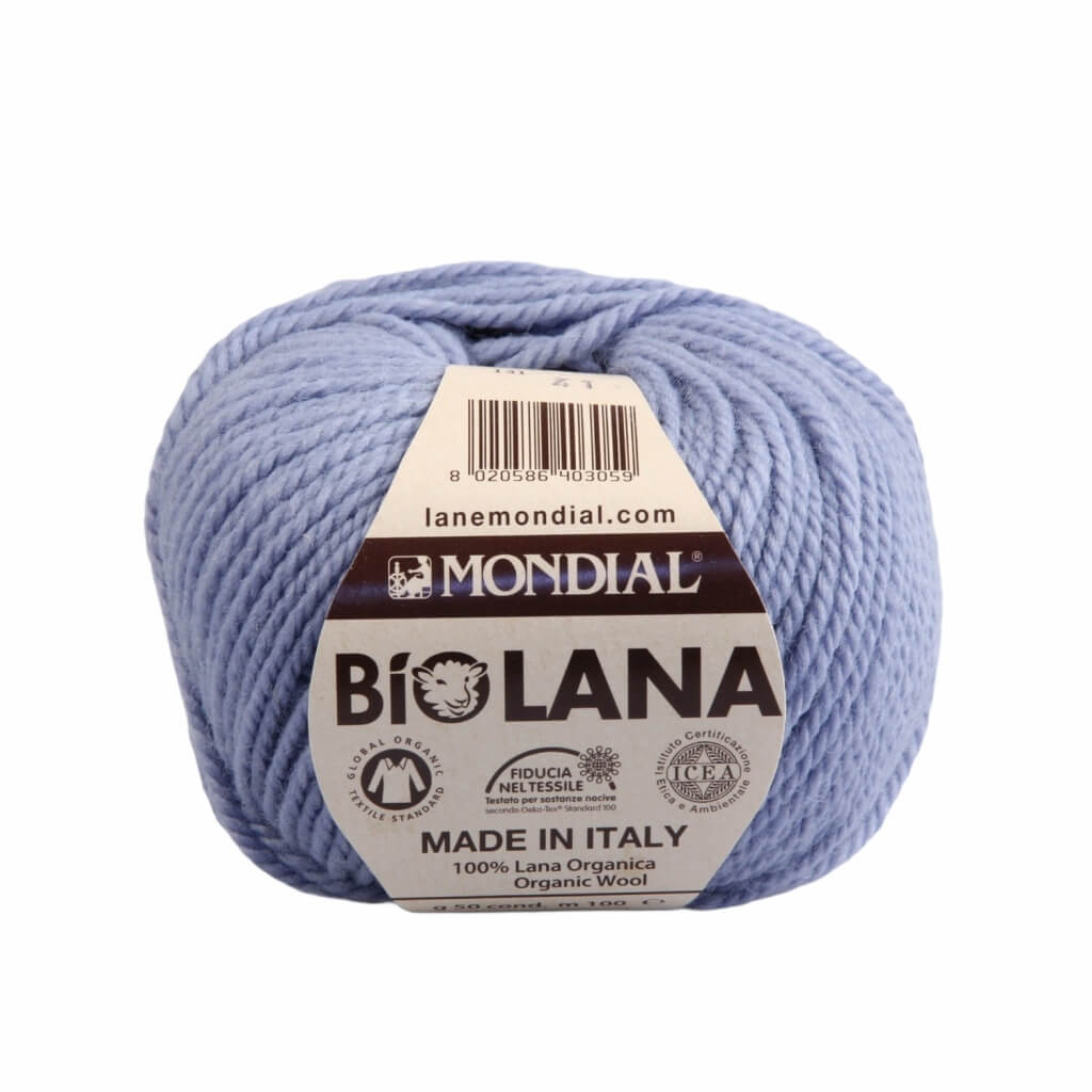 Lane Mondial Bio Lana 50g - Bio Wolle, Farbe 131 Rauchblau – Schurwolle bei Lieblingsgarn