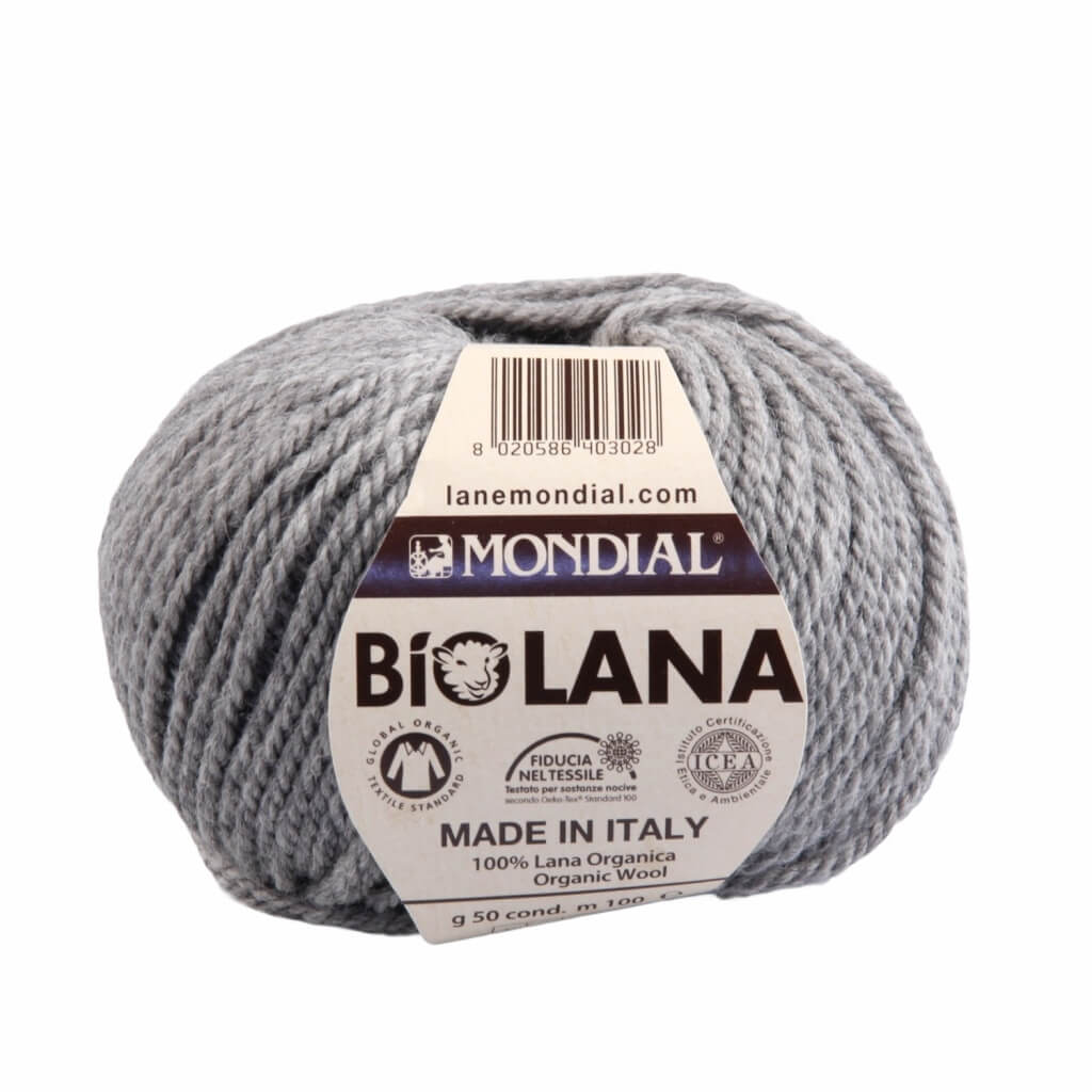 Lane Mondial Bio Lana 50g - Bio Wolle, Farbe 700 Grau – Schurwolle bei Lieblingsgarn