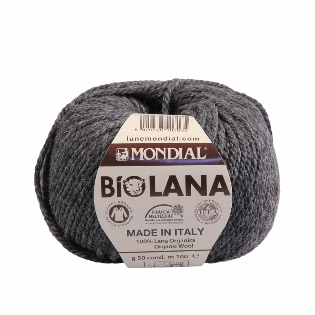 Lane Mondial Bio Lana 50g - Bio Wolle, Farbe 800 Dunkelgrau – Schurwolle bei Lieblingsgarn