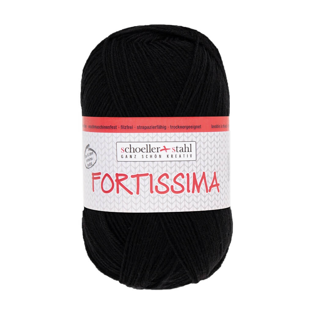 Schoeller + Stahl 2002 - Schwarz Schoeller + Stahl Fortissima Socka 100 - Sockenwolle Lieblingsgarn