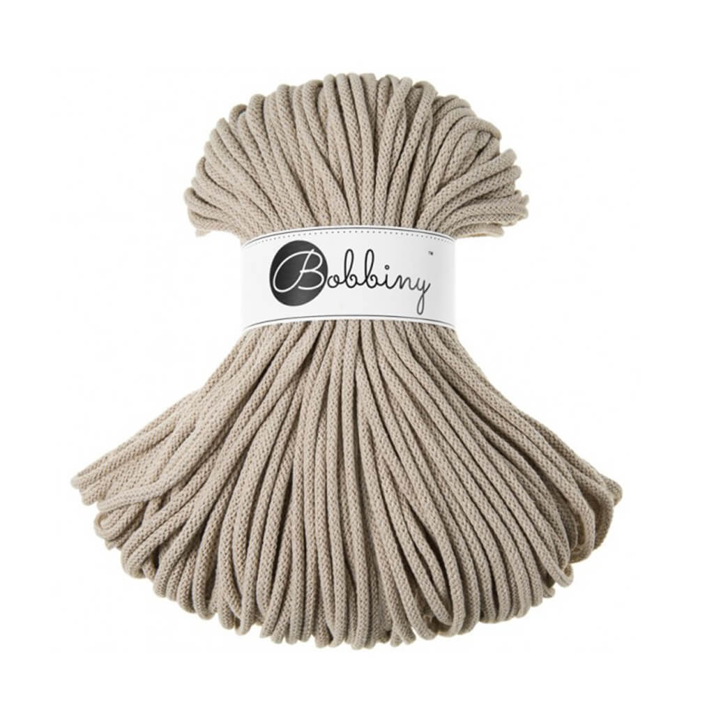 Bobbiny Premium Kordel 5mm x 100 Meter, Farbe Beige – Baumwolle bei Lieblingsgarn