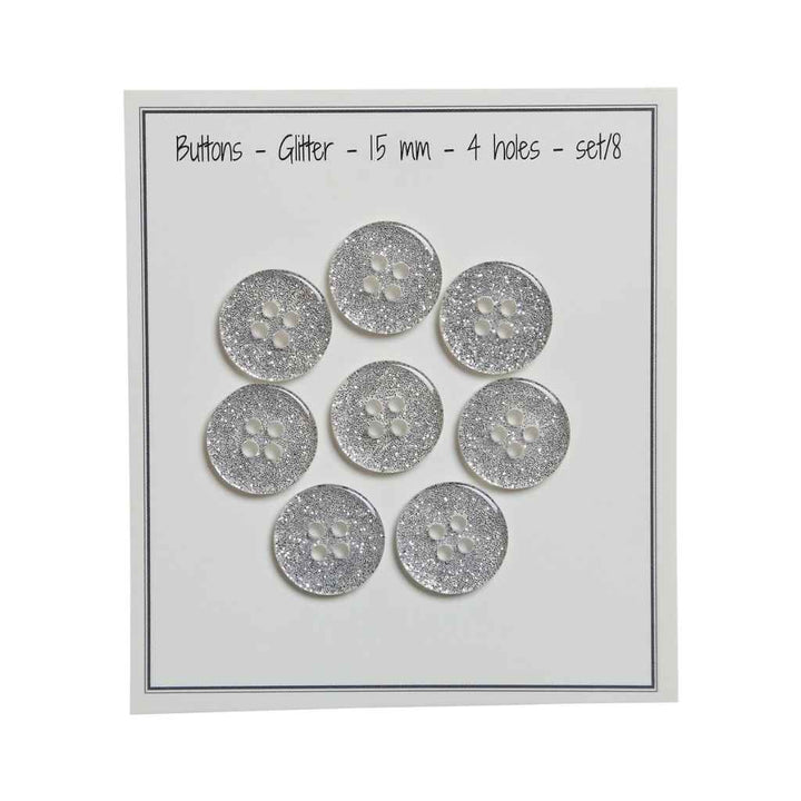 Go Handmade Knöpfe Glitter, Farbe silver – Synthetik bei Lieblingsgarn