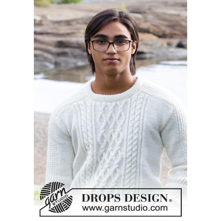 Herren Pullover mit Zopfmuster Strickanleitung - Drops Design (PDF) bei Lieblingsgarn