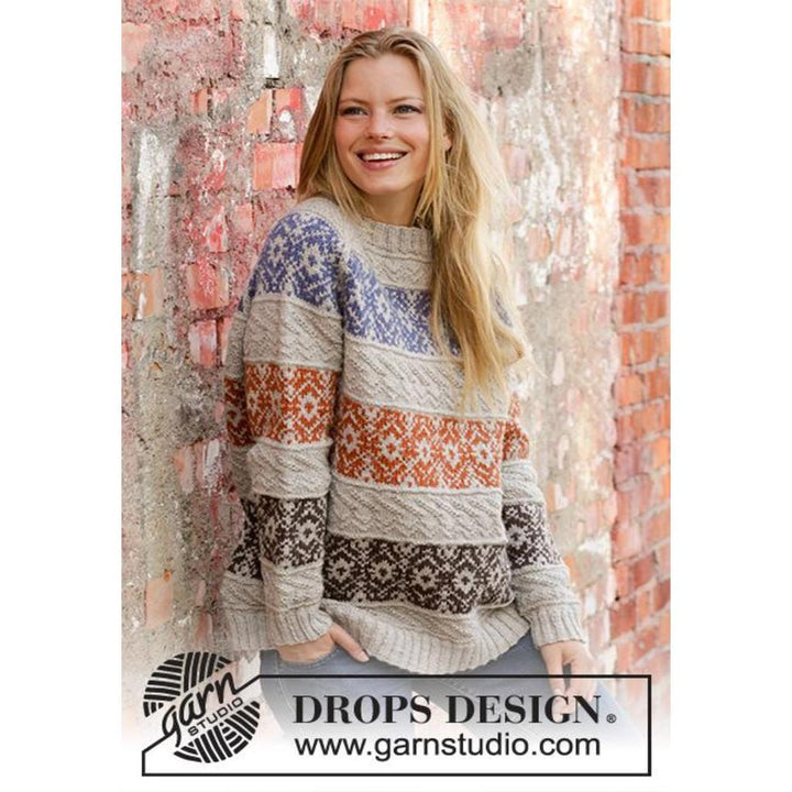 Pullover mit Norwegermuster Valdres Strickanleitung - Drops Design (PDF) bei Lieblingsgarn