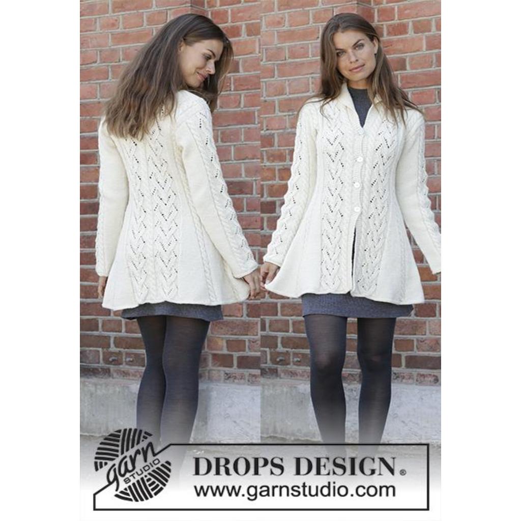 Ice Dancer Taillierte Strickjacke mit Schalkragen Strickanleitung - Drops Design (PDF)