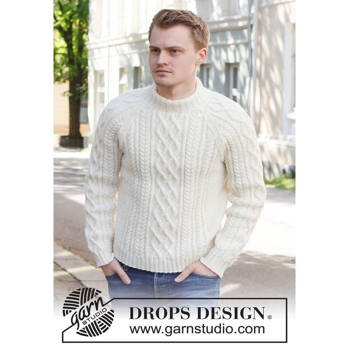 Ice Island Herrenpullover mit Zopfmuster Strickanleitung - Drops Design (PDF)