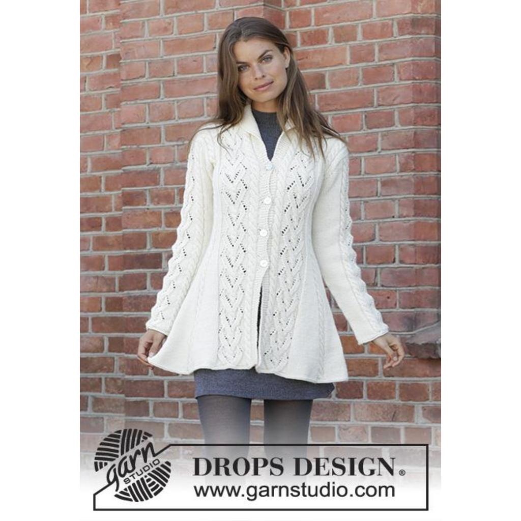 Ice Dancer Taillierte Strickjacke mit Schalkragen Strickanleitung - Drops Design (PDF)