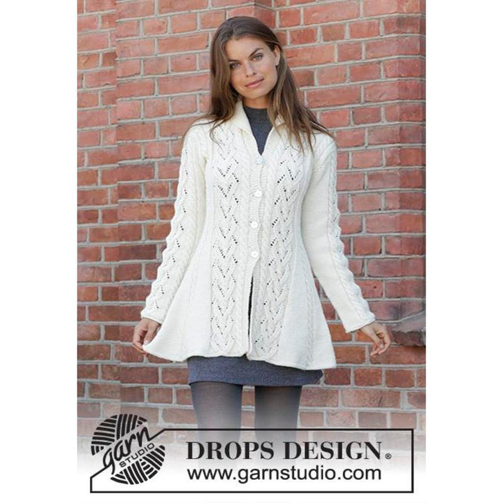 Ice Dancer Taillierte Strickjacke mit Schalkragen Strickanleitung - Drops Design (PDF)