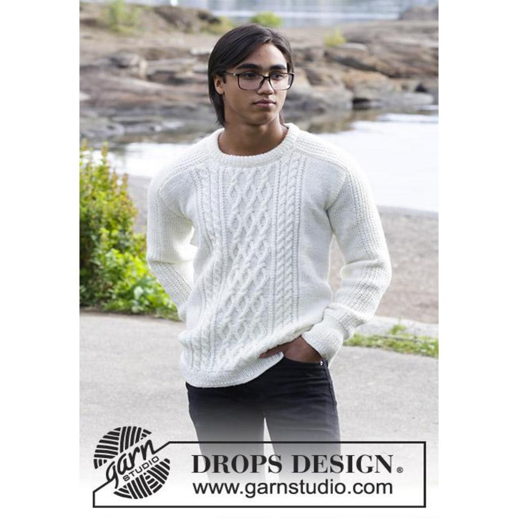Herren Pullover mit Zopfmuster Strickanleitung - Drops Design (PDF) bei Lieblingsgarn