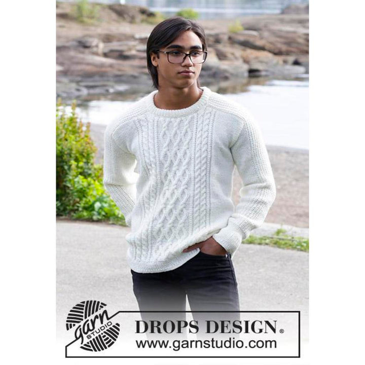Herren Pullover mit Zopfmuster Strickanleitung - Drops Design (PDF) bei Lieblingsgarn