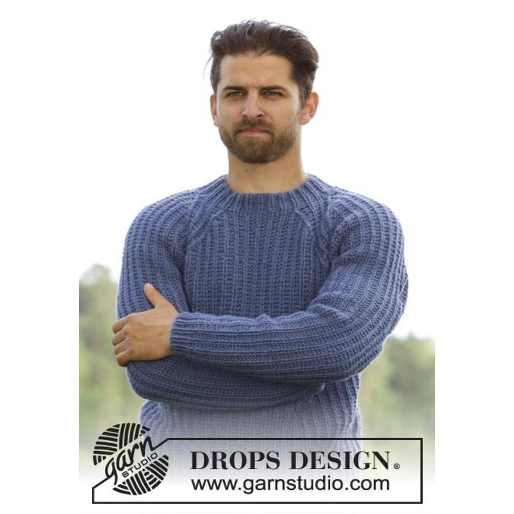 Twin River Herrenpullover mit Raglanärmeln Strickanleitung - Drops Design (PDF) bei Lieblingsgarn