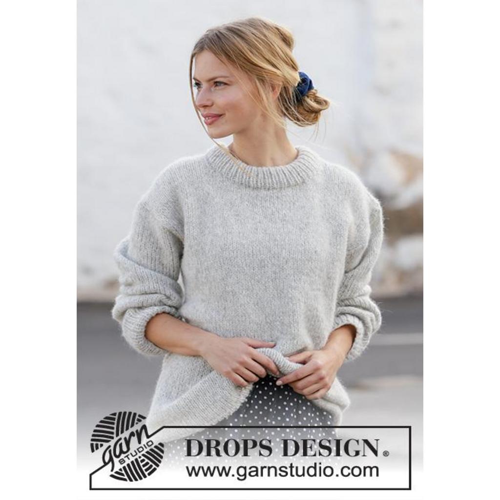 Grey Pearl Pullover Strickanleitung - Drops Design (PDF)