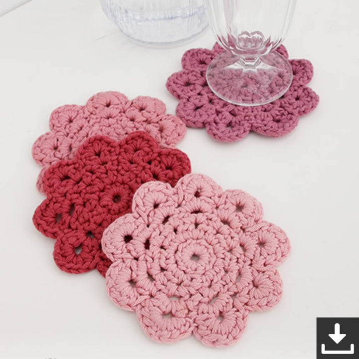 Drops Design Pattern Blushing Coaster Blumenuntersetzer Häkelkit - Drops (PDF) bei bei bei bei Lieblingsgarn