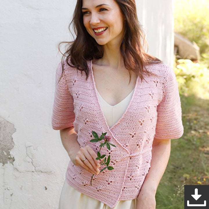 Drops Design Pattern Kurzarm Hortense Wrap Cardigan Häkelset - Drops (PDF) bei bei bei bei Lieblingsgarn