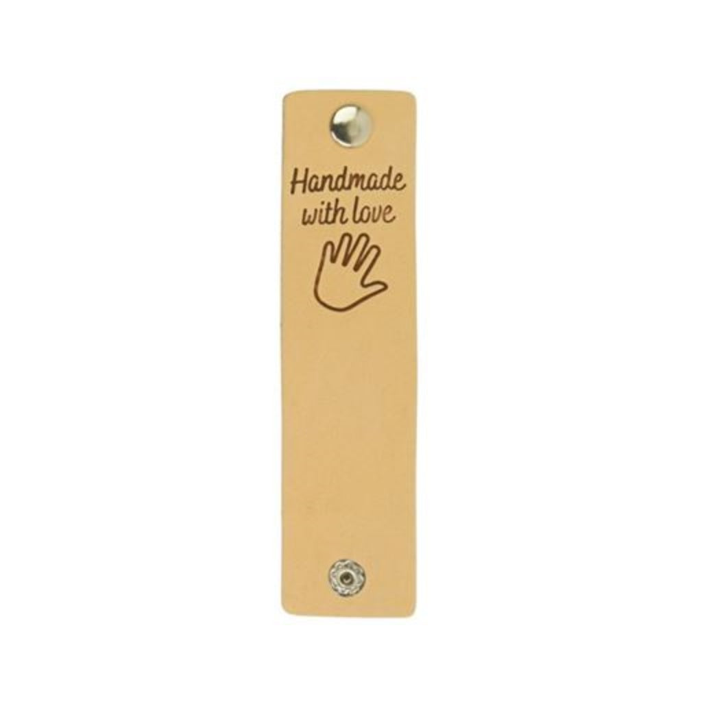Durable 2 Stk. Lederlabel mit Druckknopf 3 cm - "Handmade with Love" bei bei bei bei Lieblingsgarn