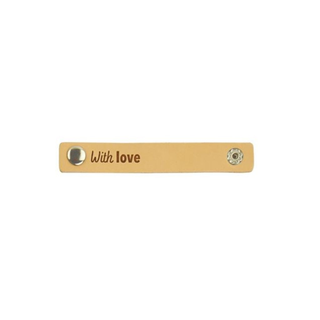 Durable 2Stk. Lederlabel mit Drucknpof - "With Love" bei bei bei bei Lieblingsgarn