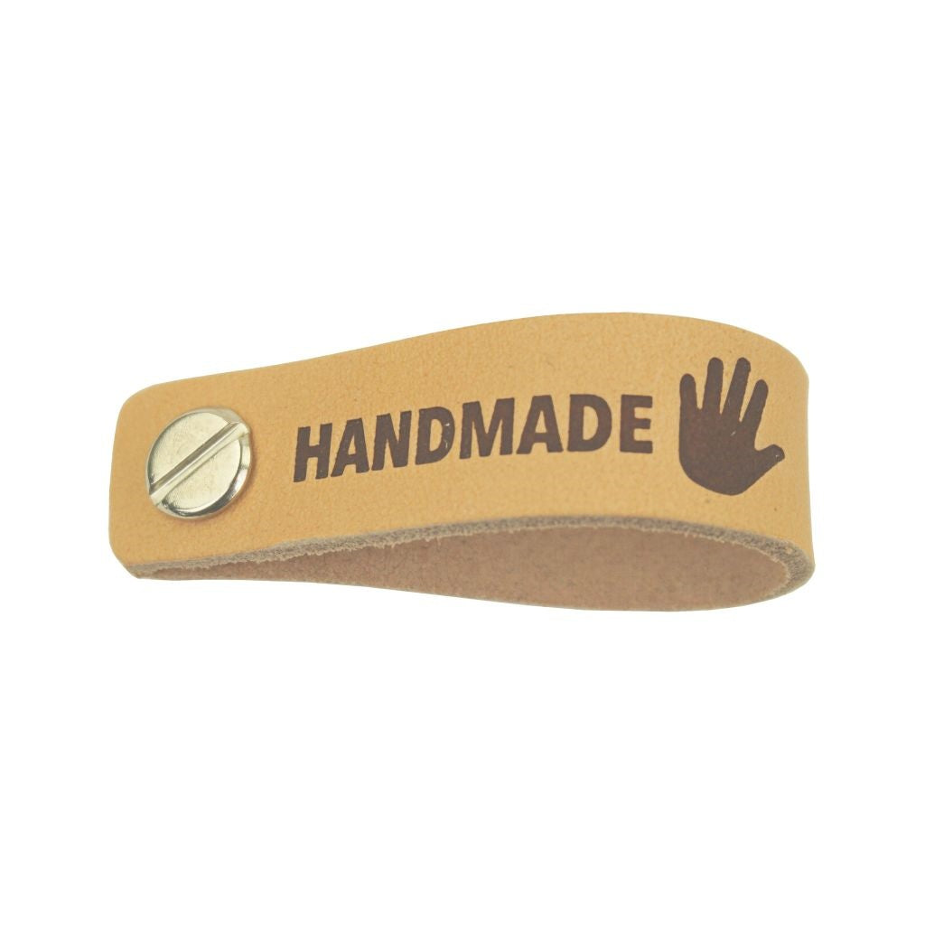 Durable 2 Stk. Lederlabel mit Schraube - "Handmade" bei bei bei bei Lieblingsgarn