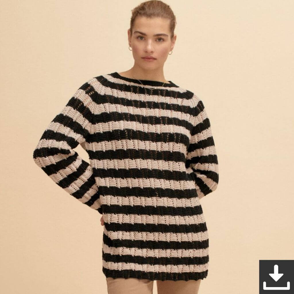 Lana Grossa Pattern Streifenpullover Strickset - Lana Grossa (PDF) bei bei bei bei Lieblingsgarn