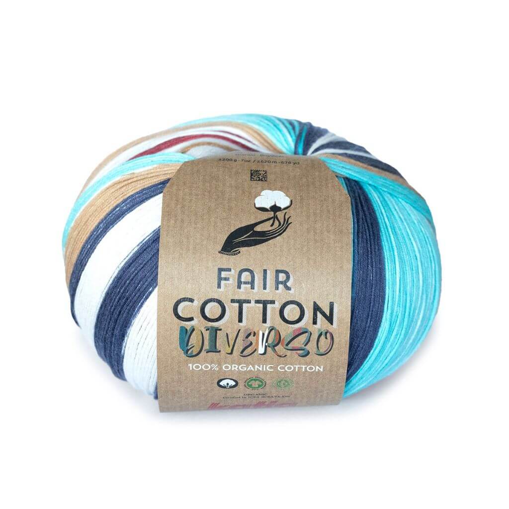 Katia Fair Cotton Diverso, Farbe 400 Braun Lila Blau – Baumwolle bei Lieblingsgarn