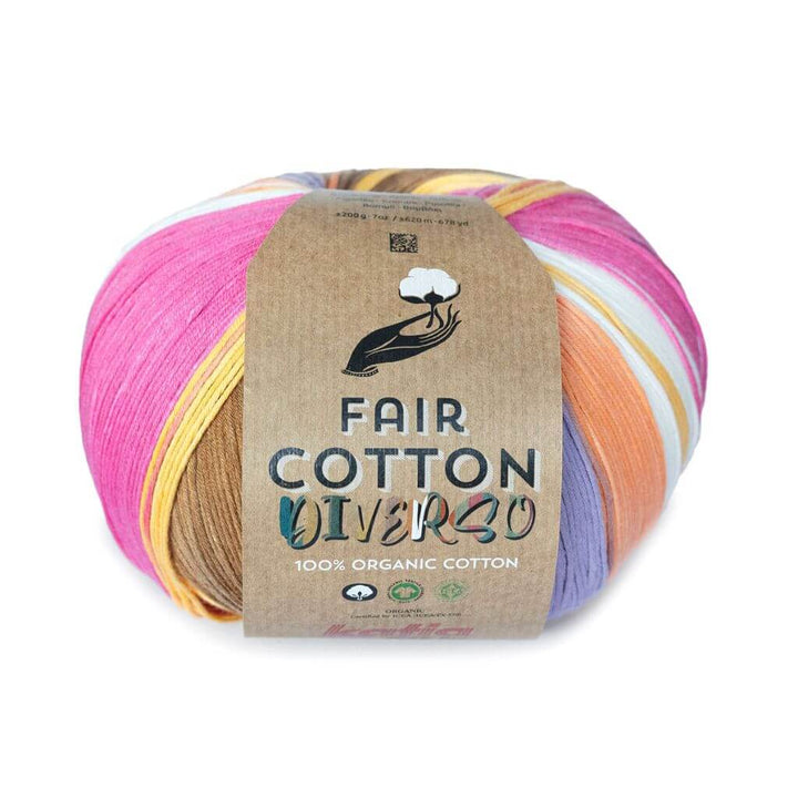 Katia Fair Cotton Diverso, Farbe 401 Gelb Fuchsia – Baumwolle bei Lieblingsgarn
