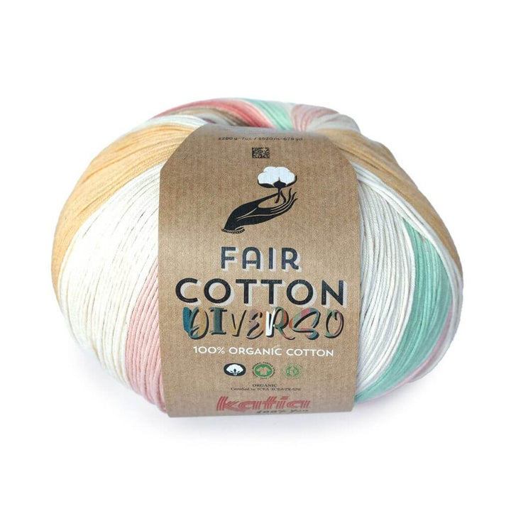 Katia Fair Cotton Diverso, Farbe 405 Grün Rosé Braun – Baumwolle bei Lieblingsgarn