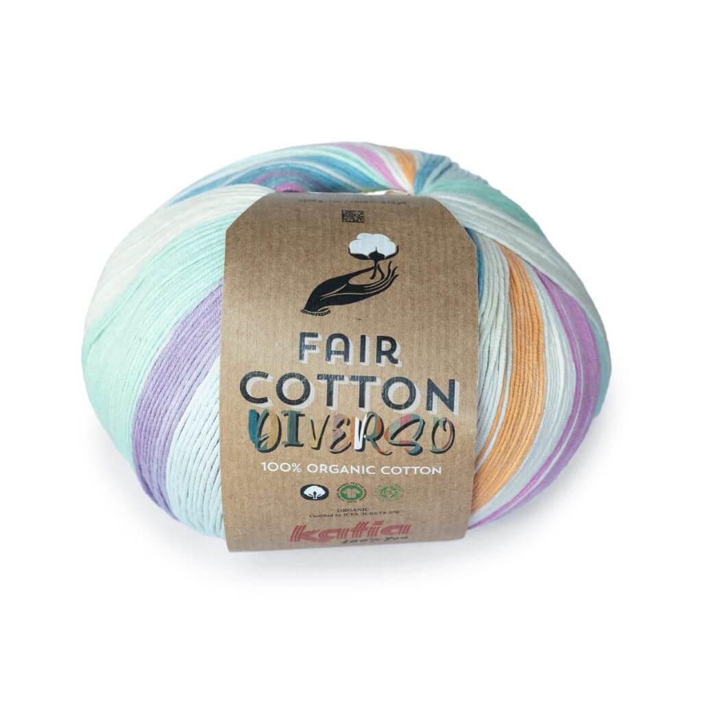 Katia Fair Cotton Diverso, Farbe 406 aguas/rosados/lima – Baumwolle bei Lieblingsgarn