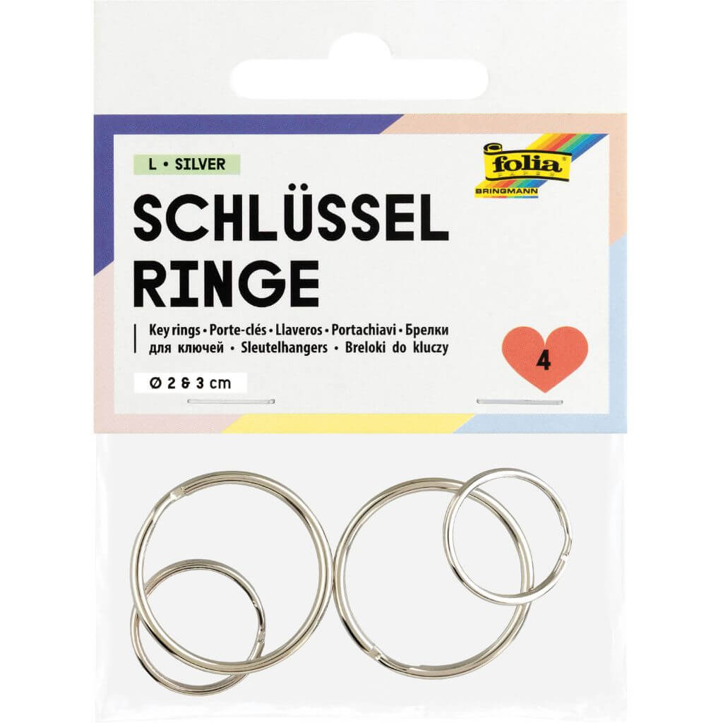 Folia Schlüsselringe L, 4 Stück, Farbe silber – Metall bei Lieblingsgarn
