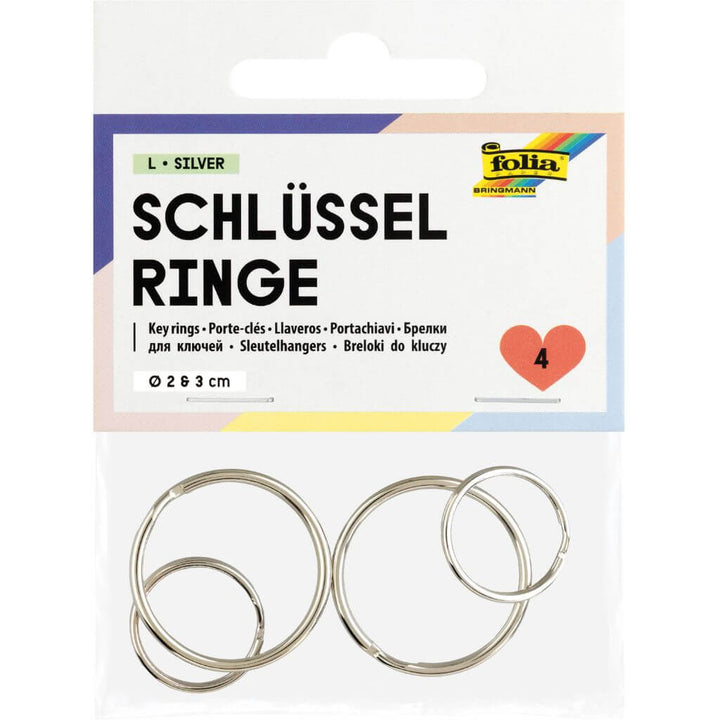 Folia Schlüsselringe L, 4 Stück, Farbe silber – Metall bei Lieblingsgarn