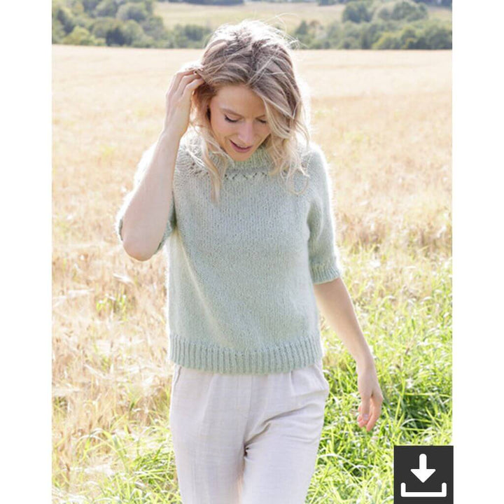 Drops Design Pattern Damen Pullover Fresh Mint Tea Strickset - Drops (PDF) bei bei bei bei bei bei bei Lieblingsgarn