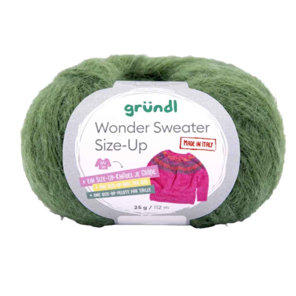 Gründl Wonder Sweater Size-Up, Farbe 08  green – Alpaka und Synthetik bei Lieblingsgarn