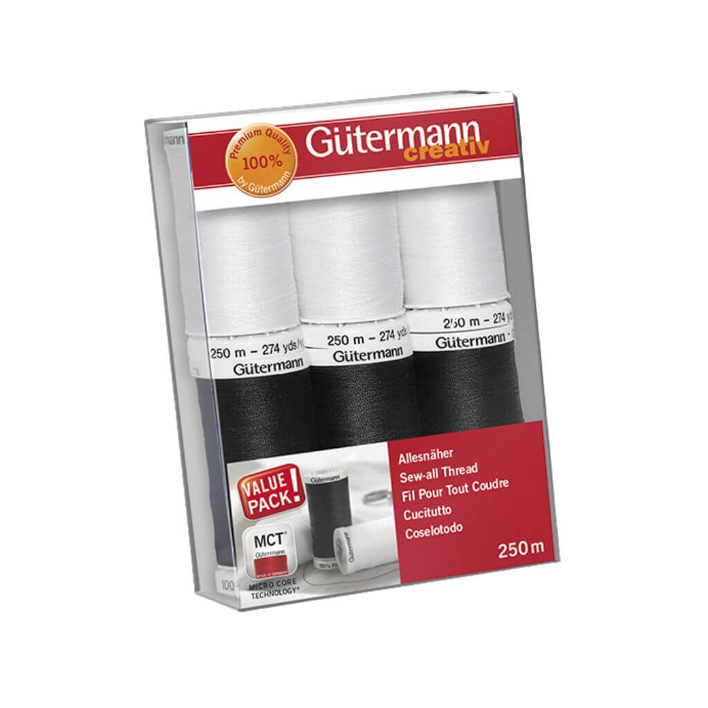 Gütermann Nähfaden-Set Allesnäher Schwarz/Weiß bei bei bei bei Lieblingsgarn