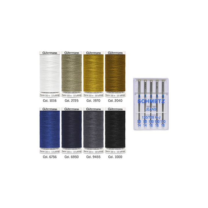 Gütermann Nähfaden-Set Denim inkl. Jeans-Nähnadeln bei bei bei bei Lieblingsgarn