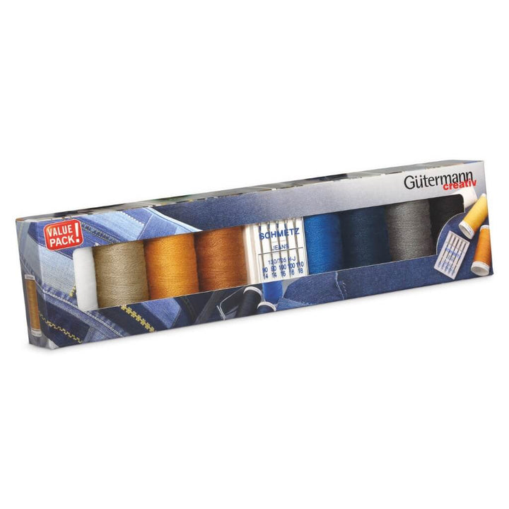 Gütermann Nähfaden-Set Denim inkl. Jeans-Nähnadeln bei bei bei bei Lieblingsgarn