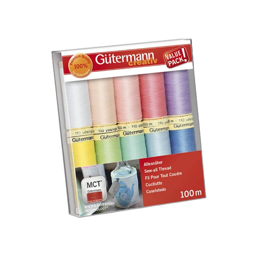 Gütermann Nähfaden-Set Allesnäher - 10 Farben, Farbe Pastell – Polyester und Synthetik bei Lieblingsgarn