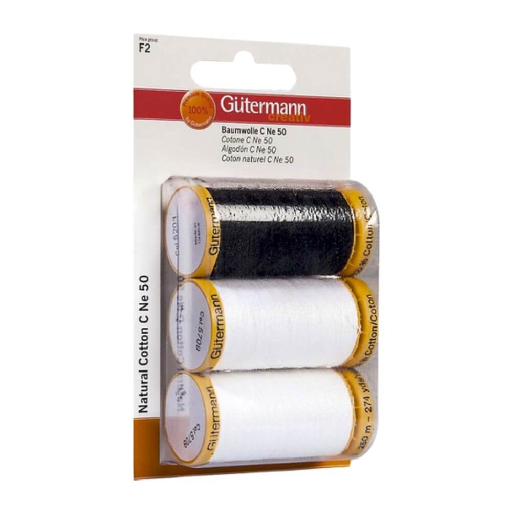 Gütermann Obergarn Set C NE 50 schwarz &amp; weiß bei bei bei bei Lieblingsgarn