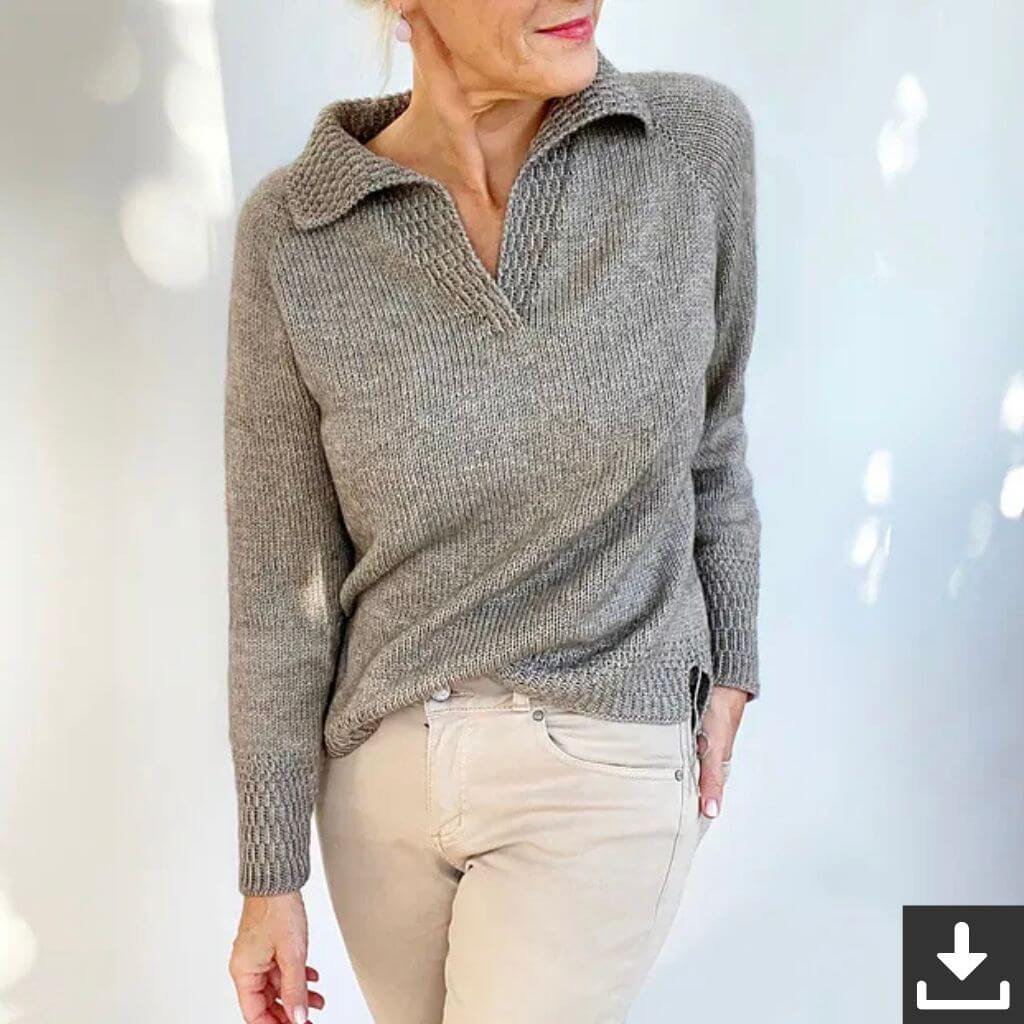 Hinterm Stein Pullover Perfect Polo Strickanleitung - Hinterm Stein (PDF) bei bei bei bei Lieblingsgarn