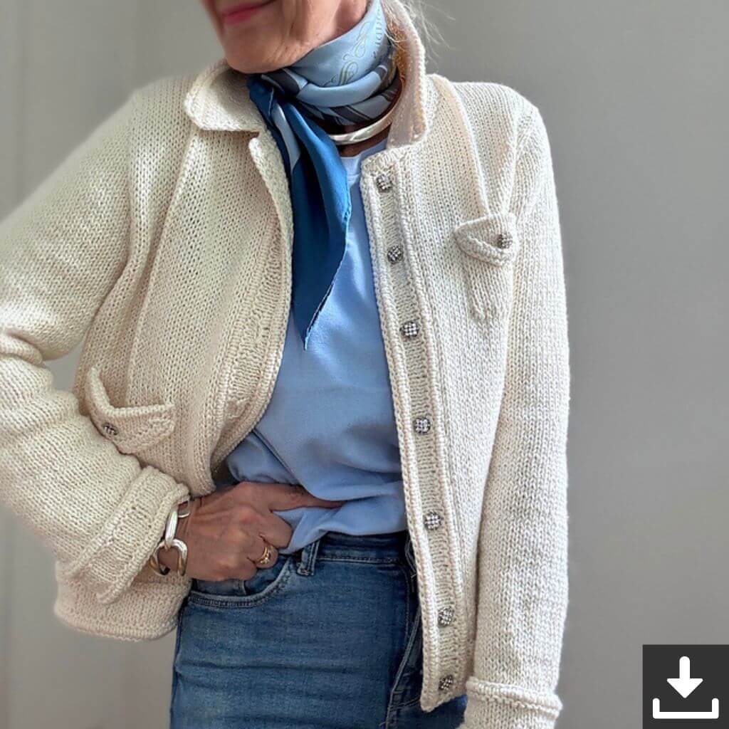 Hinterm Stein Strickjacke White Jeans Jacket Strickanleitung - Hinterm Stein (PDF) bei bei bei bei Lieblingsgarn