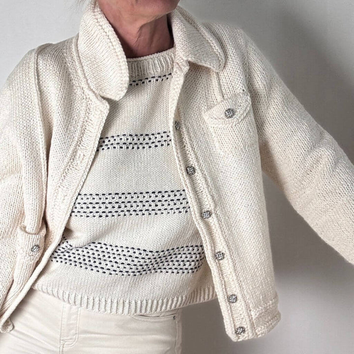Hinterm Stein Strickjacke White Jeans Jacket Strickanleitung - Hinterm Stein (PDF) bei bei bei bei Lieblingsgarn