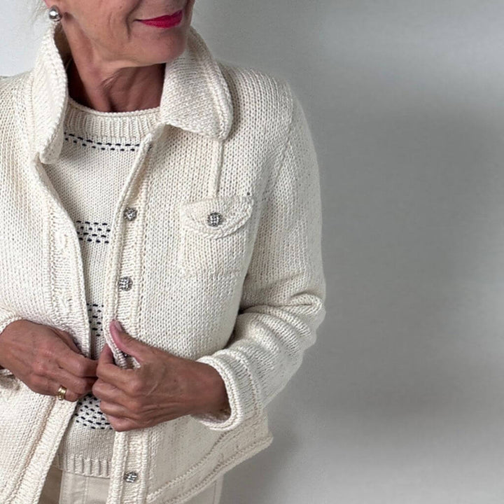 Hinterm Stein Strickjacke White Jeans Jacket Strickanleitung - Hinterm Stein (PDF) bei bei bei bei Lieblingsgarn