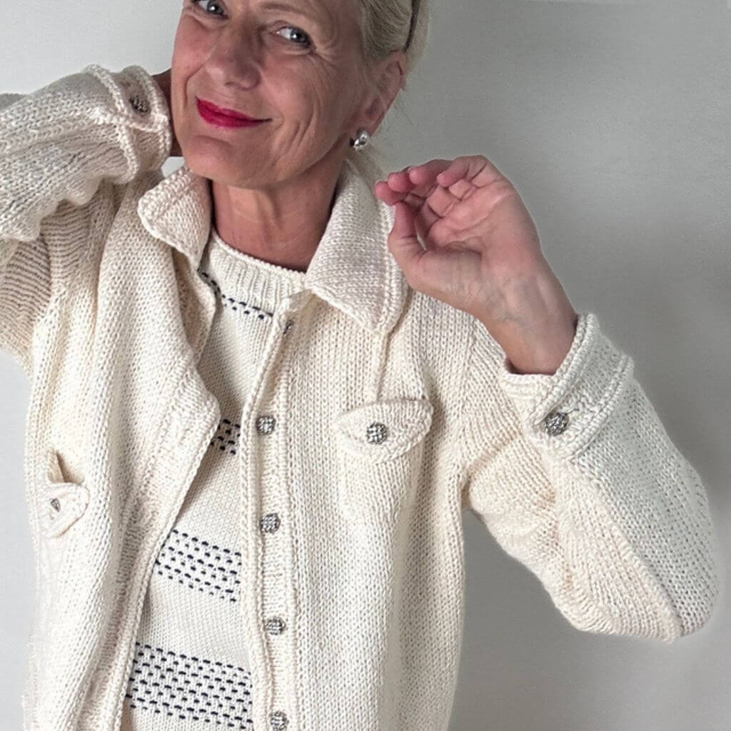 Hinterm Stein Strickjacke White Jeans Jacket Strickanleitung - Hinterm Stein (PDF) bei bei bei bei Lieblingsgarn