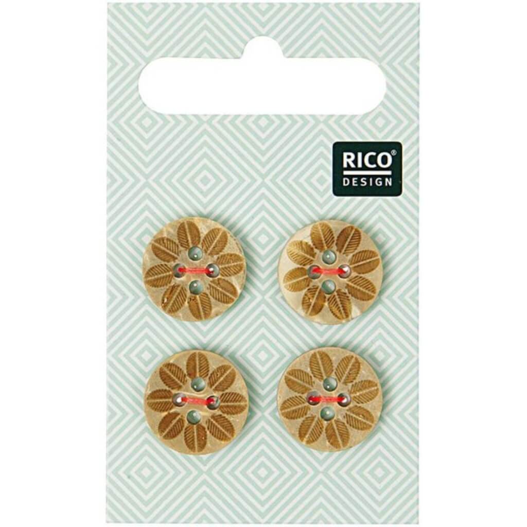 Rico Design Holzknöpfe mit Blüte 16 mm bei bei bei bei Lieblingsgarn