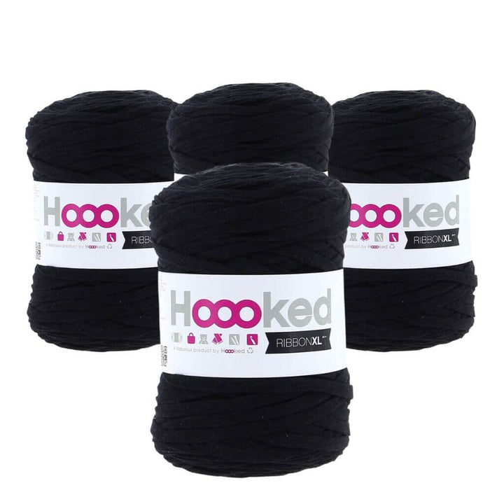 Hoooked RibbonXL 4er Spar-Set, Farbe Black Night – Baumwolle bei Lieblingsgarn