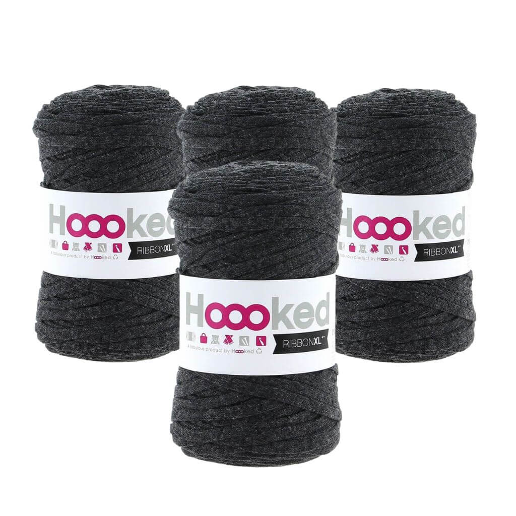 Hoooked RibbonXL 4er Spar-Set, Farbe Charcoal Anthrazit – Baumwolle bei Lieblingsgarn
