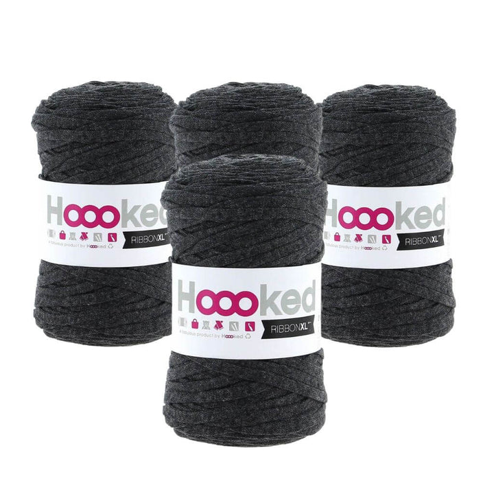 Hoooked RibbonXL 4er Spar-Set, Farbe Charcoal Anthrazit – Baumwolle bei Lieblingsgarn