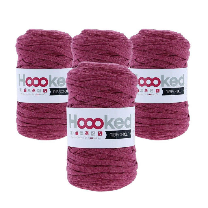 Hoooked RibbonXL 4er Spar-Set, Farbe Crazy Plum – Baumwolle bei Lieblingsgarn
